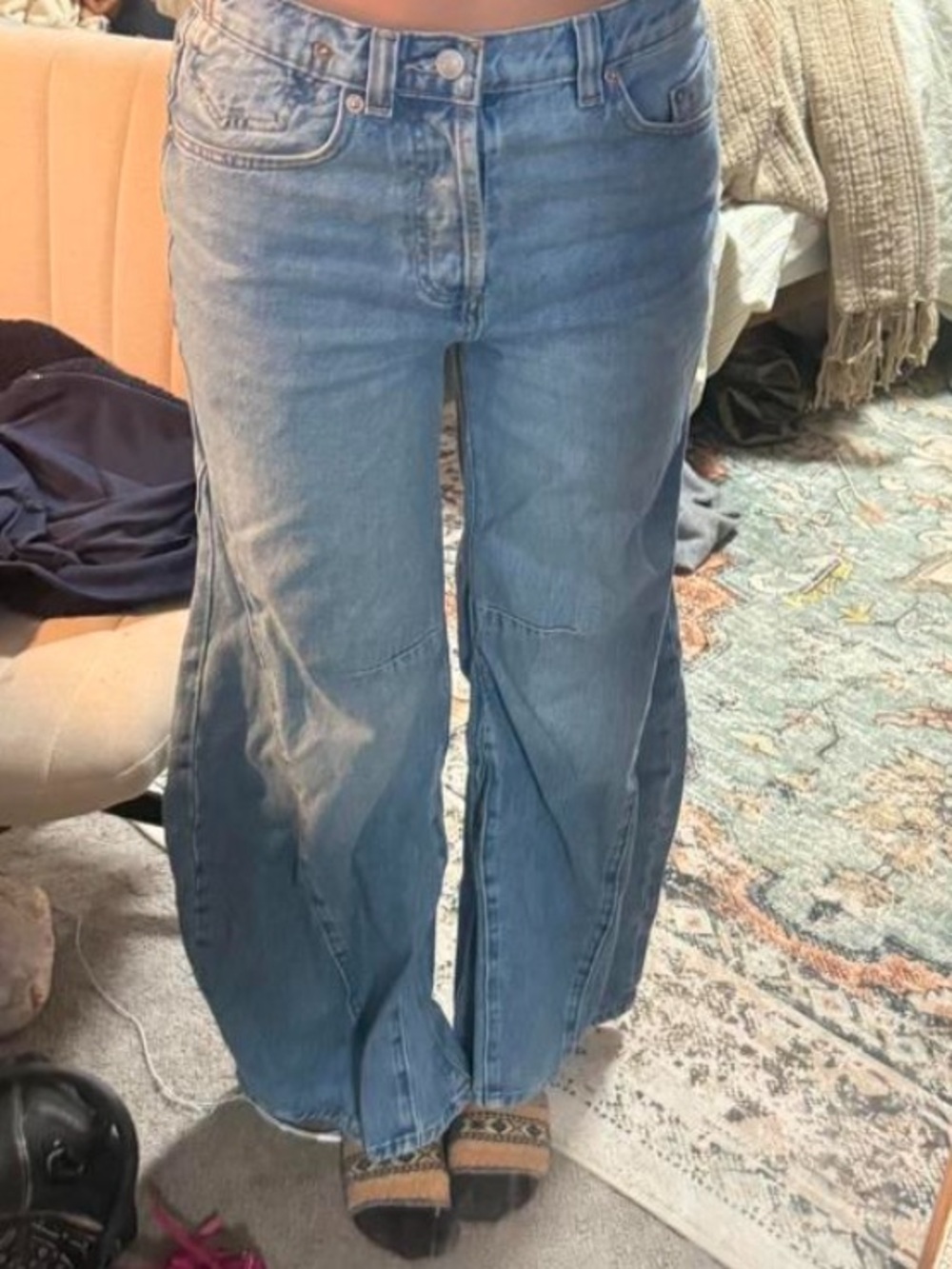 Free People Light Blue Eden High Slouchy Flare Jeans - Picture 3 of 5